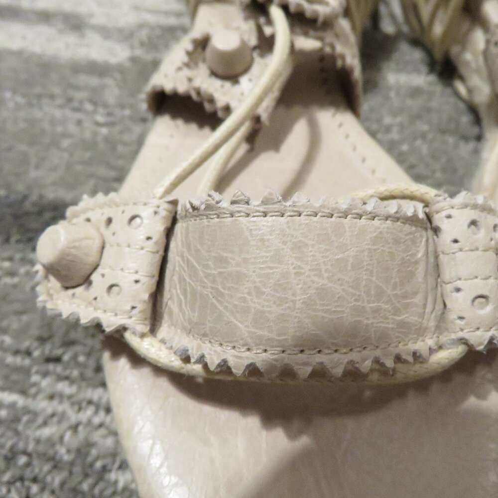BALENCIAGA PARIS Arena Leather Gladiator Ankle Wrap Espadrilles in Praline Sz 6 - Picture 7 of 15